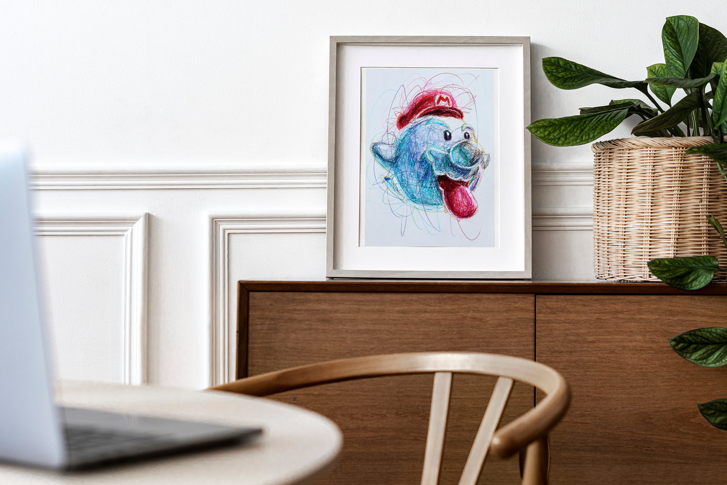 Mario Boo Ballpoint Pen Art Print