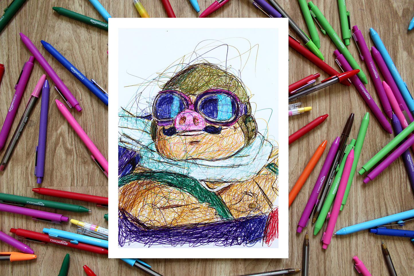 Porco Ballpoint Pen Art Print