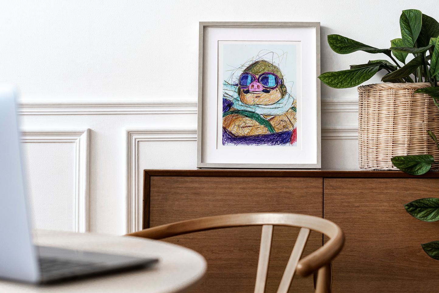 Porco Ballpoint Pen Art Print