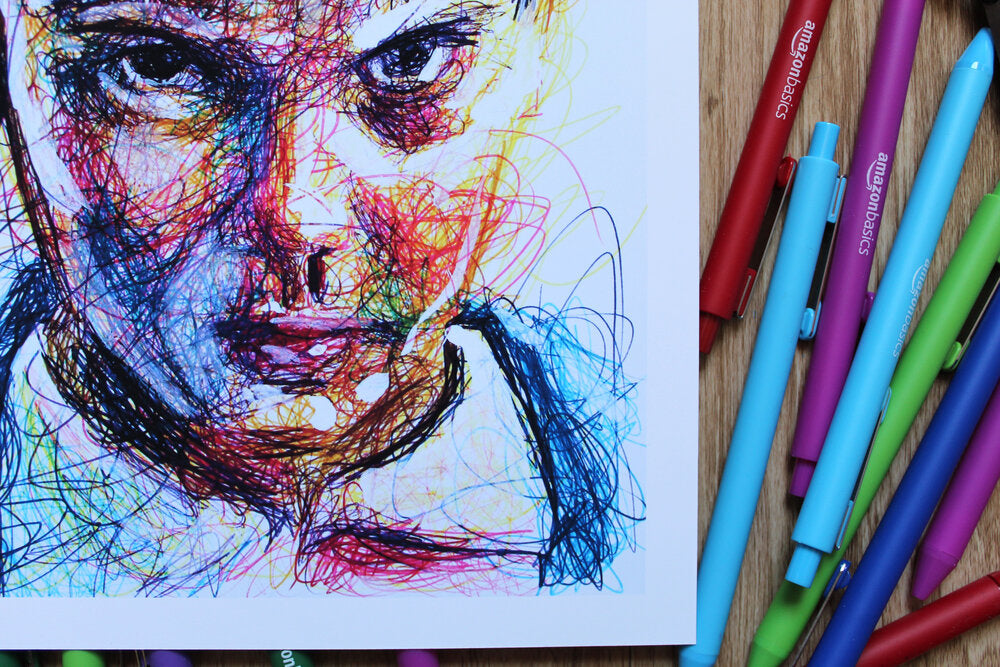 Eleven Ballpoint Pen Scribble Art Print-Cody James by Cody
