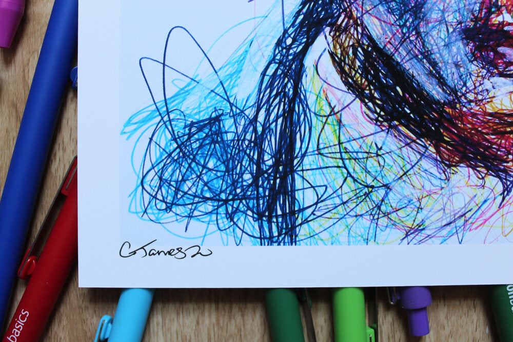 Eleven Ballpoint Pen Scribble Art Print-Cody James by Cody