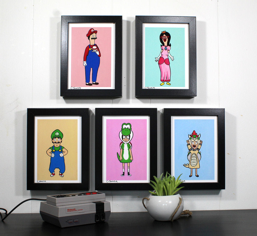 Bobs Burgers / Super Mario Mash Up Art Print Set-Cody James by Cody