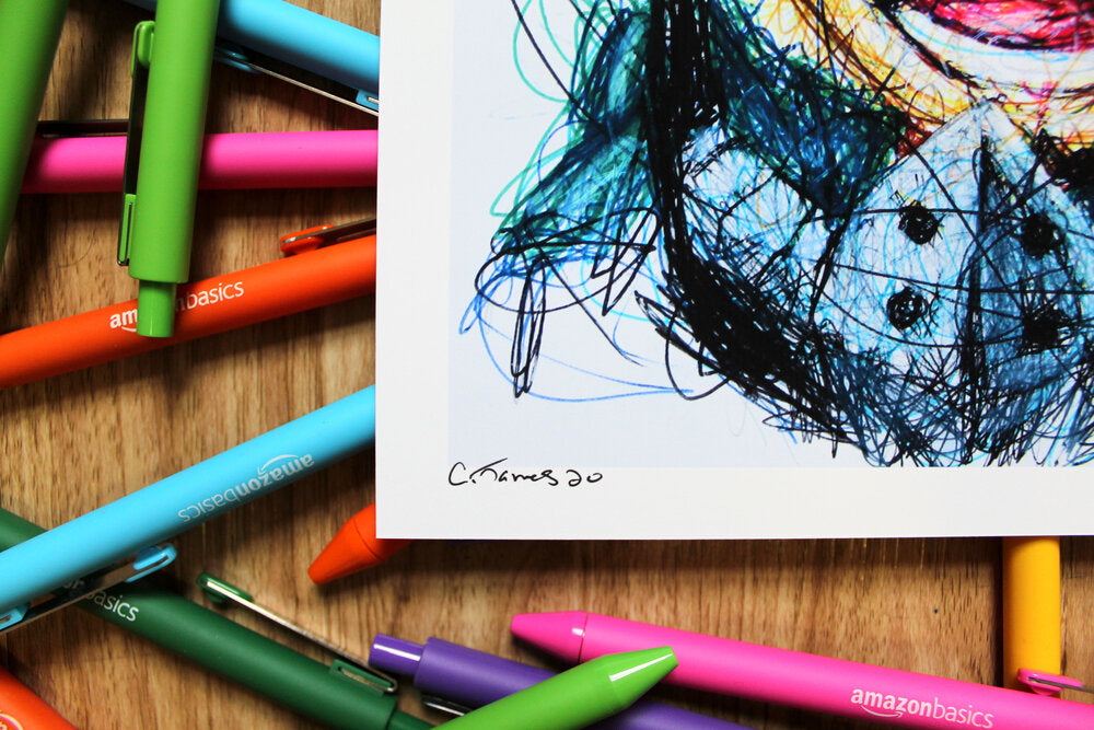 Izuke Ballpoint Pen Scribble Art Print-Cody James by Cody
