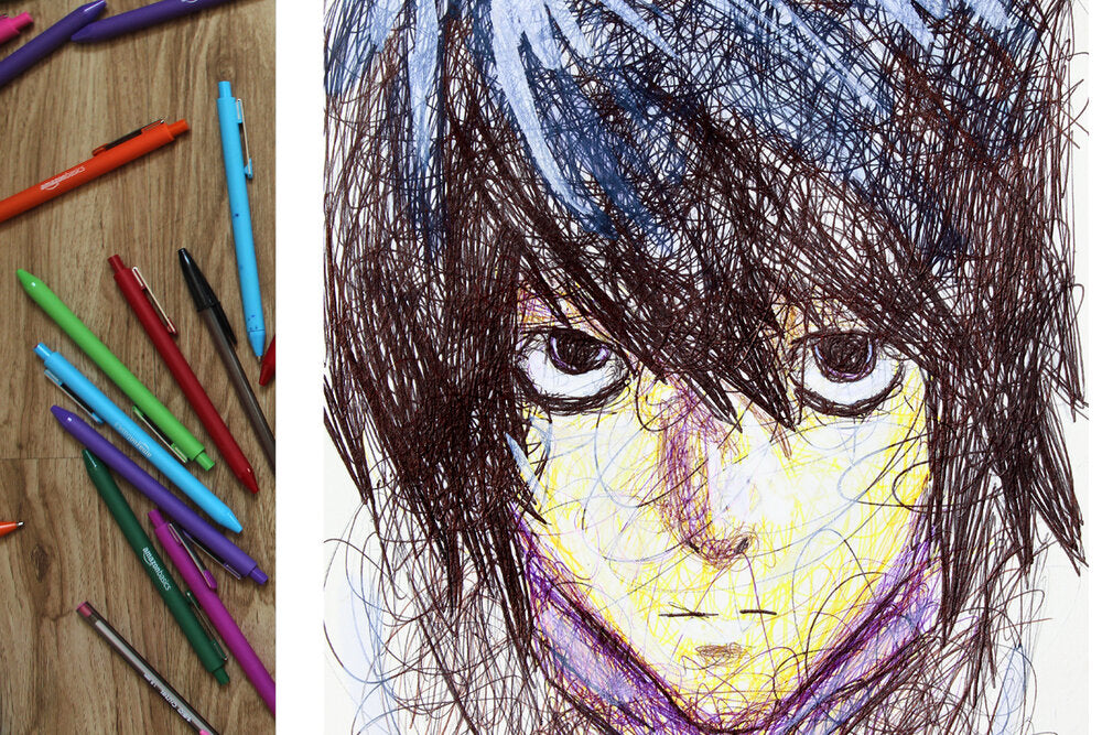 L Ballpoint Pen Scribble Art Print-Cody James by Cody