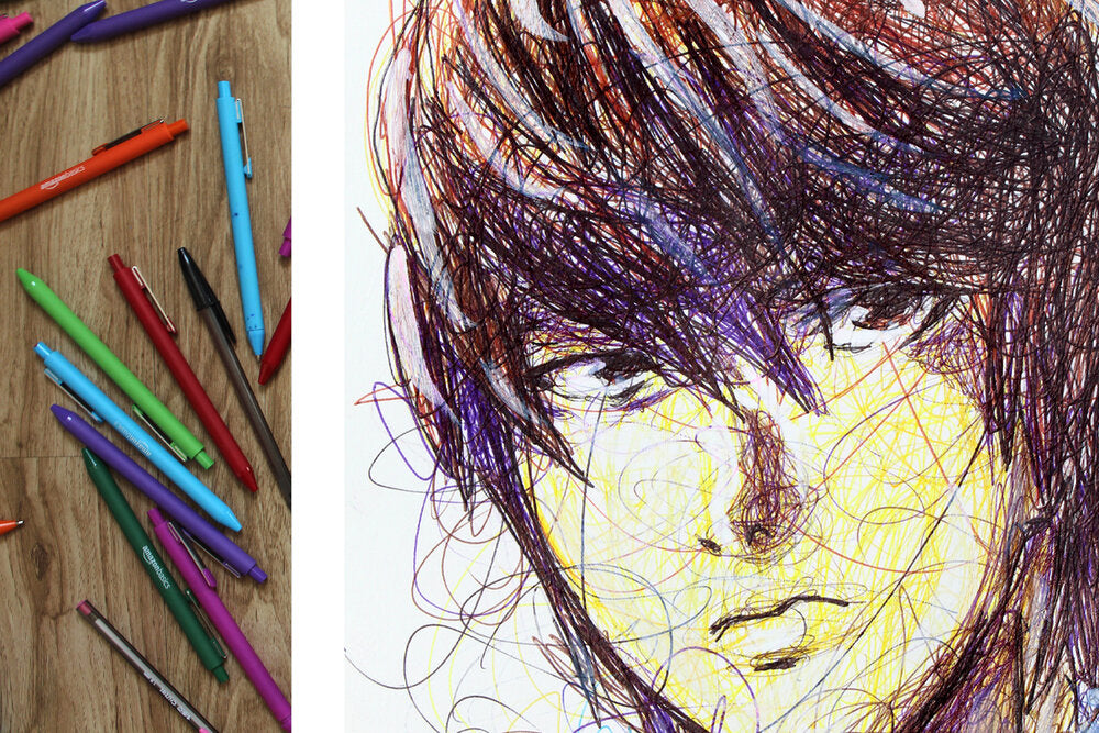 Light Ballpoint Pen Scribble Art Print-Cody James by Cody