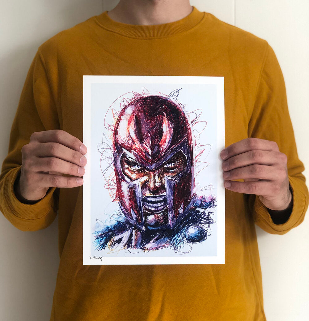 Magneto Ballpoint Pen Scribble Art Print-Cody James by Cody
