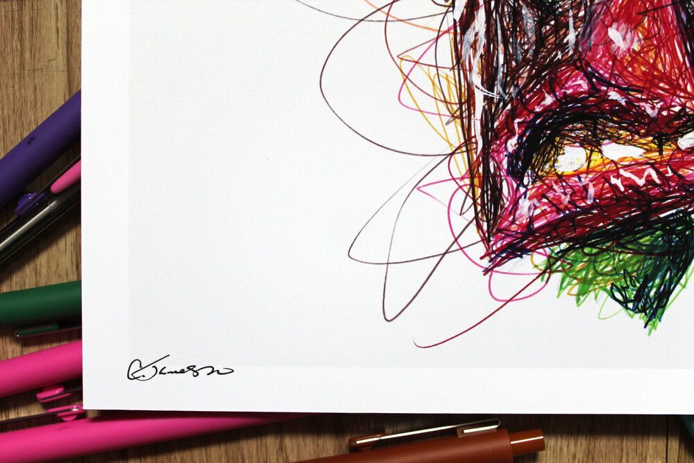 Aku Aku Ballpoint Pen Scribble Art Print-Cody James by Cody