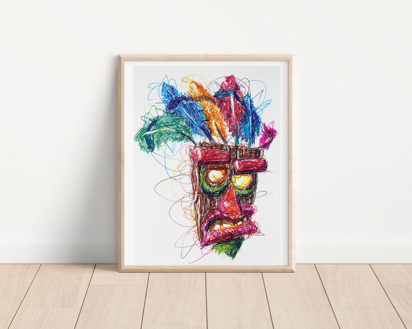 Aku Aku Ballpoint Pen Scribble Art Print