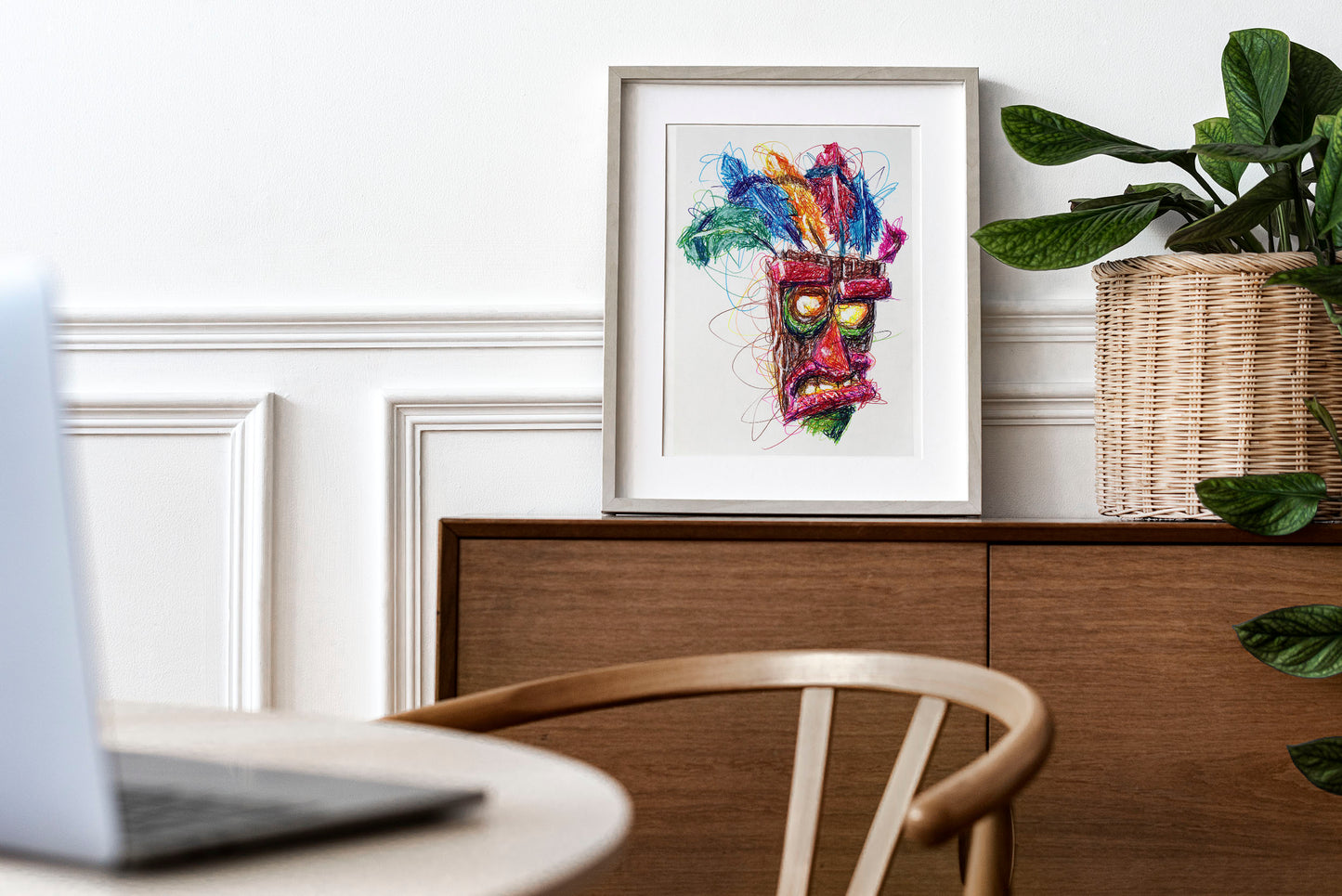Aku Aku Ballpoint Pen Scribble Art Print