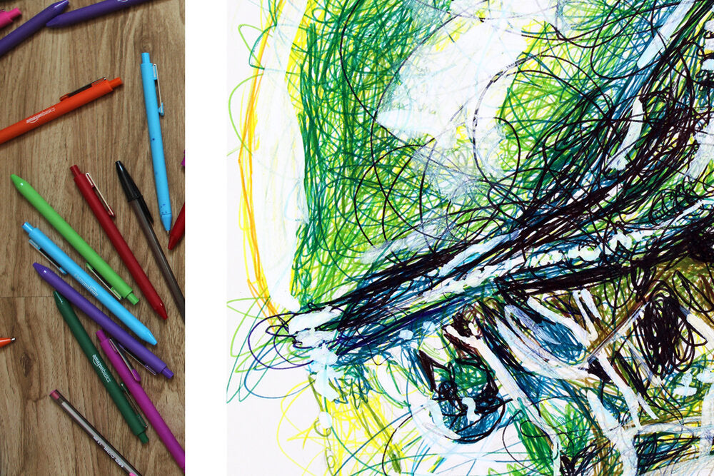 Alien Ballpoint Pen Scribble Art Print-Cody James by Cody