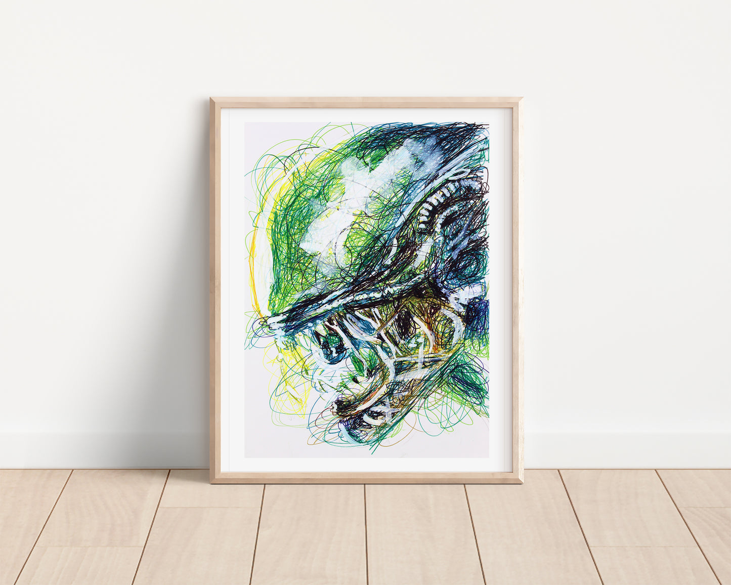 Alien Ballpoint Pen Scribble Art Print
