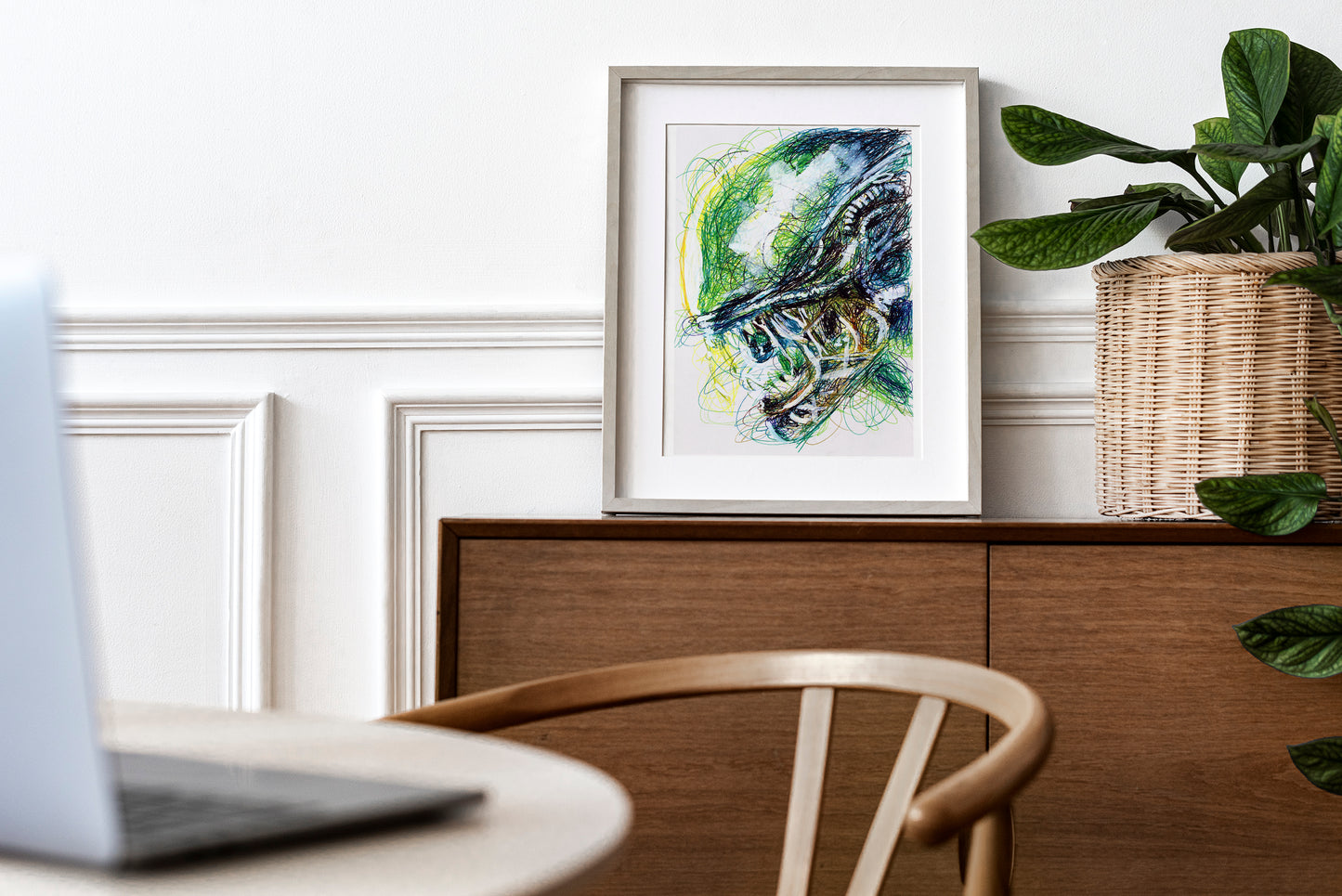 Alien Ballpoint Pen Scribble Art Print