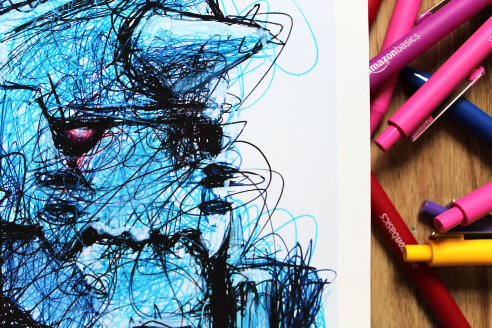 Alphonse Ballpoint Pen Scribble Art Print-Cody James by Cody
