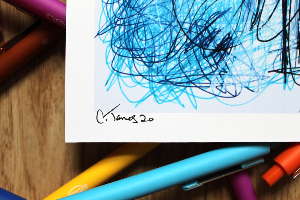Alphonse Ballpoint Pen Scribble Art Print-Cody James by Cody