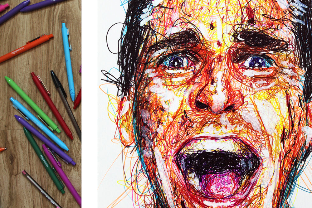American Psycho Ballpoint Pen Scribble Art Print-Cody James by Cody