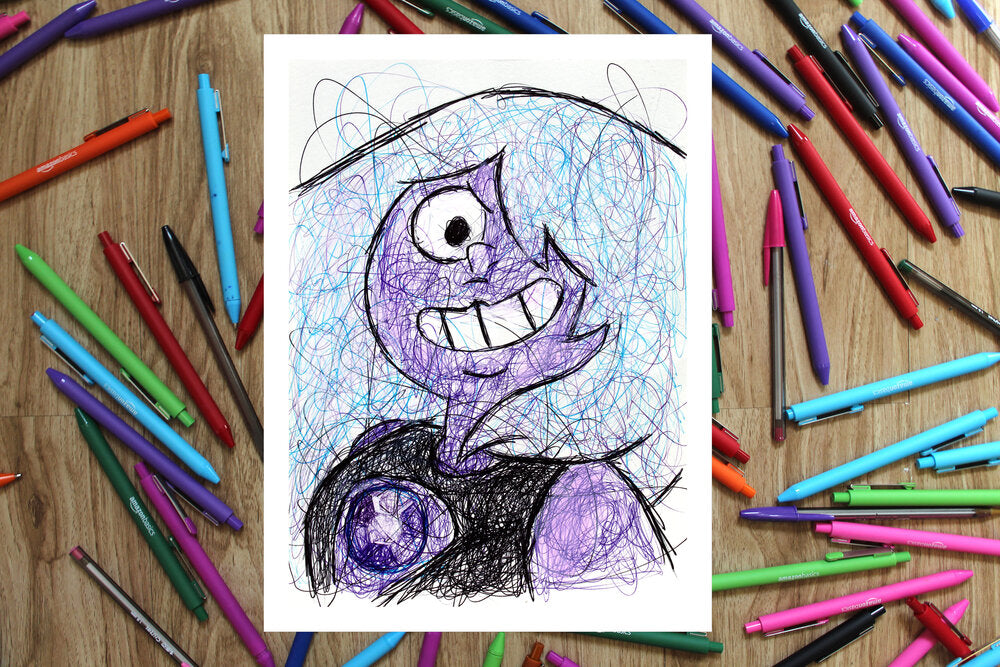 Amethyst Ballpoint Pen Scribble Art Print-Cody James by Cody