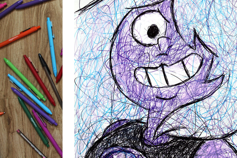 Amethyst Ballpoint Pen Scribble Art Print-Cody James by Cody