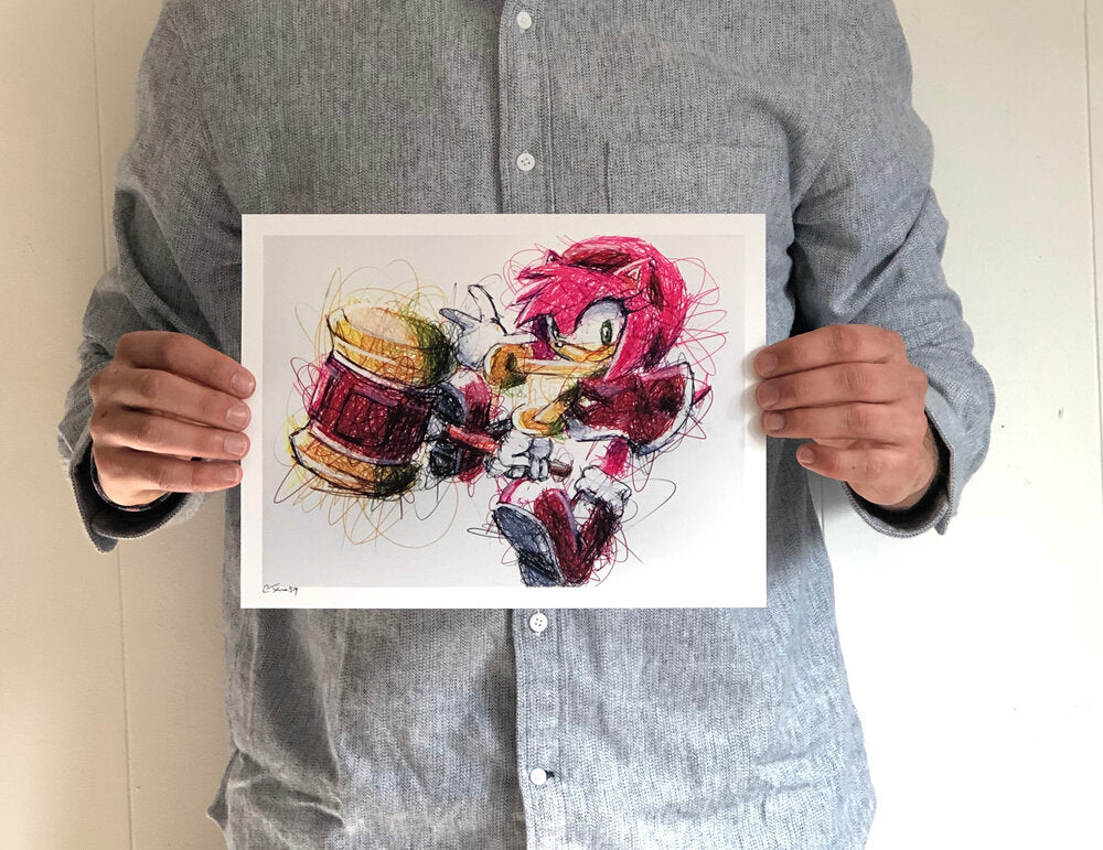 Amy Rose Ballpoint Pen Scribble Art Print-Cody James by Cody