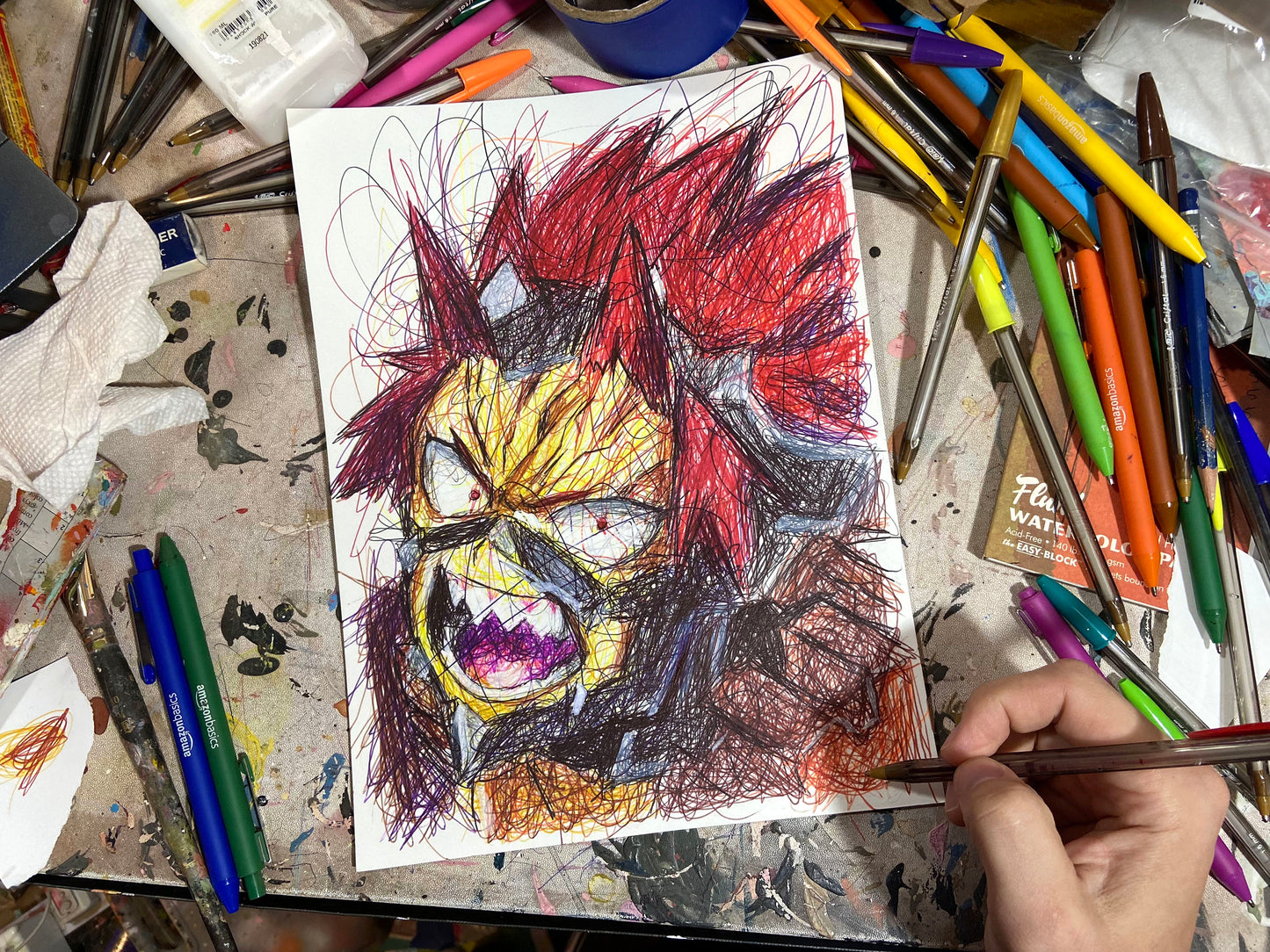 Custom Anime Character Ballpoint Pen Drawing