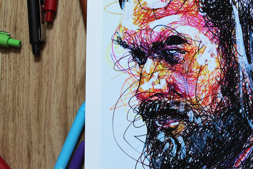Aquaman Ballpoint Pen Scribble Art Print-Cody James by Cody