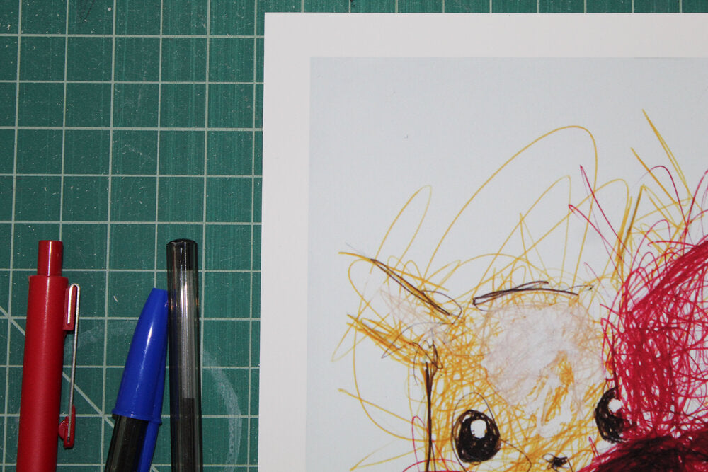 Ash Ketchum and Pikachu Ballpoint Pen Scribble Art Print-Cody James by Cody