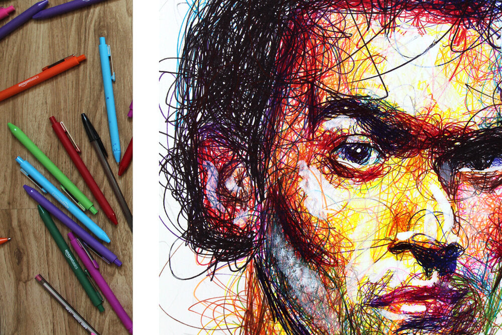 Ash Evil Dead Ballpoint Pen Scribble Art Print-Cody James by Cody