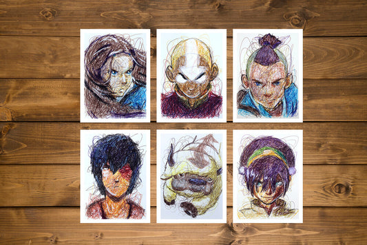 Avatar Last Air Bender Complete Ballpoint Pen Art Print Set-Cody James by Cody