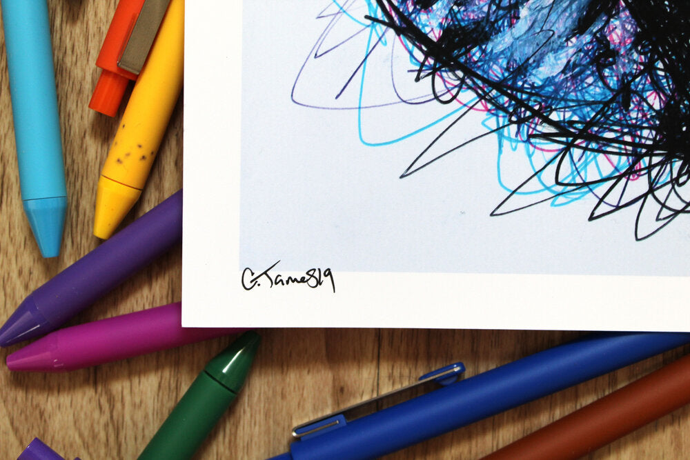 Bane Ballpoint Pen Scribble Art Print-Cody James by Cody