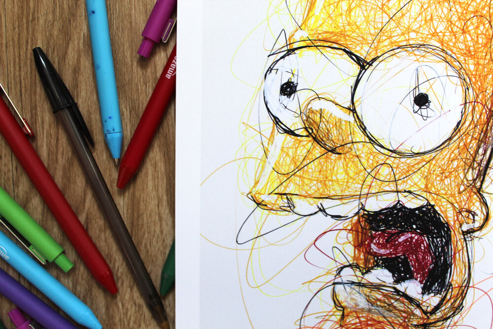 Bart Simpson Ballpoint Pen Scribble Art Print-Cody James by Cody