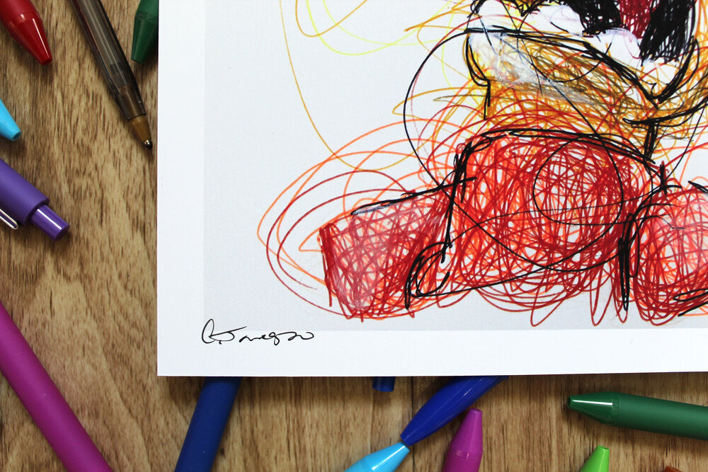 Bart Simpson Ballpoint Pen Scribble Art Print-Cody James by Cody