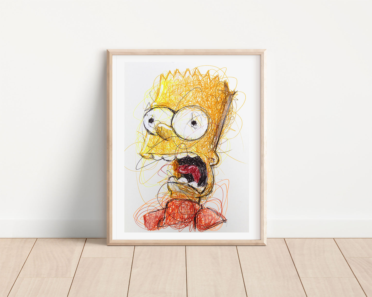 Bart Simpson Ballpoint Pen Scribble Art Print