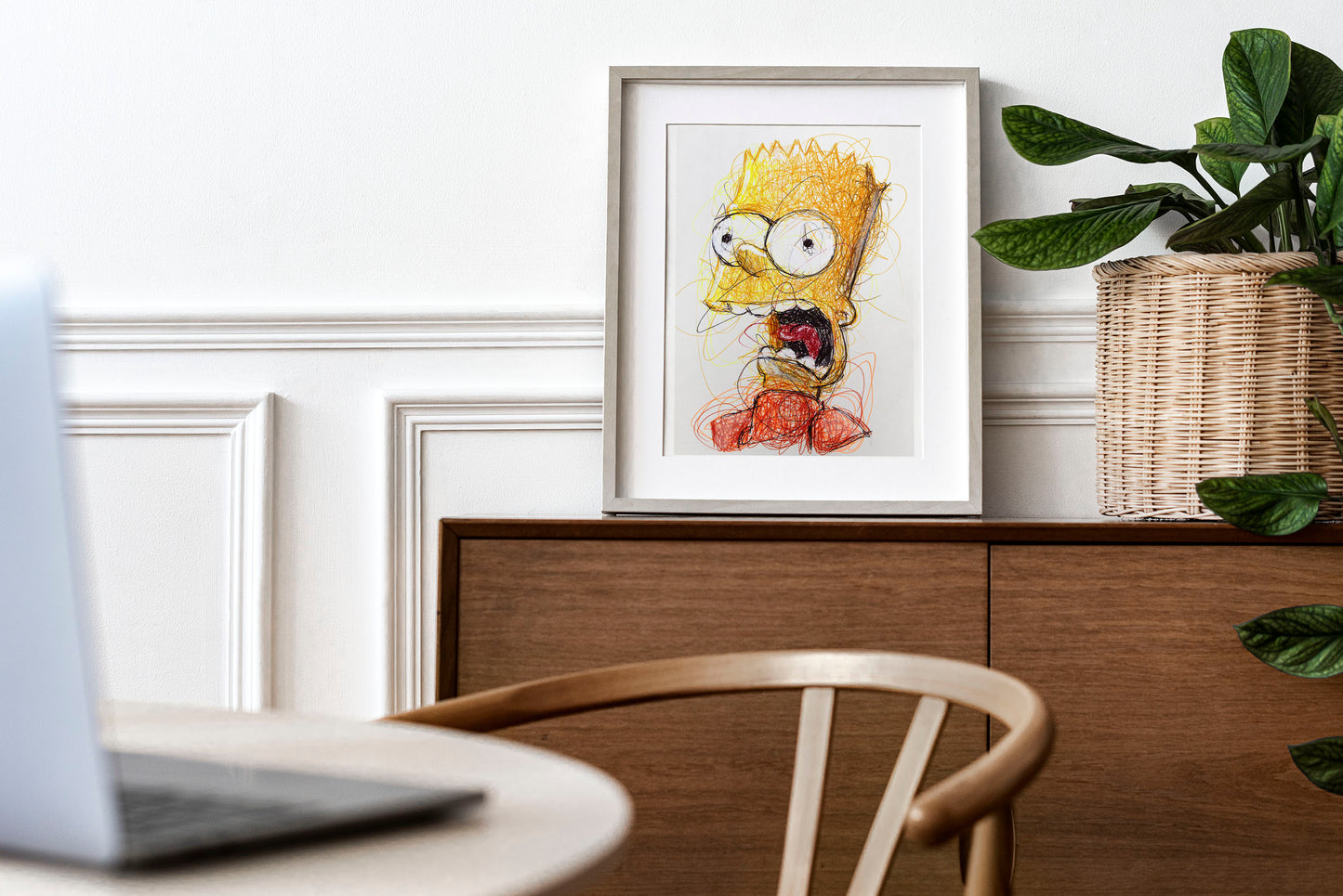 Bart Simpson Ballpoint Pen Scribble Art Print