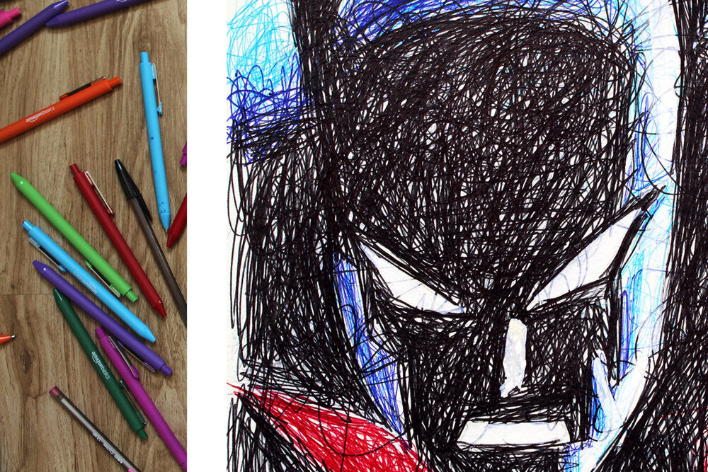 Batman Beyond Ballpoint Pen Scribble Art Print-Cody James by Cody