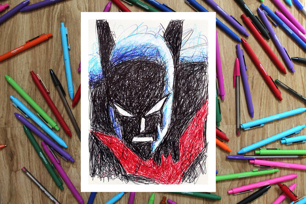 Batman Beyond Ballpoint Pen Scribble Art Print-Cody James by Cody