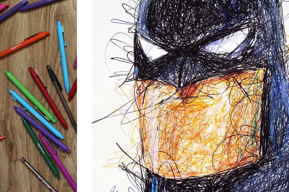 Batman Animated Series Ballpoint Pen Scribble Art Print-Cody James by Cody