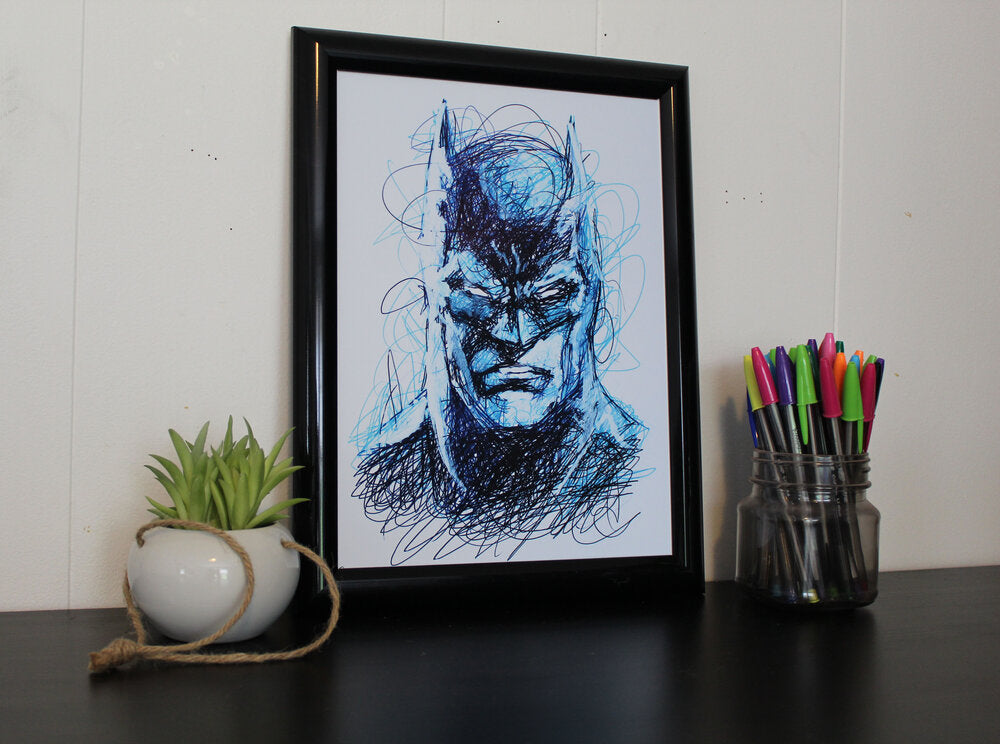 Batman Ballpoint Pen Scribble Art Print-Cody James by Cody