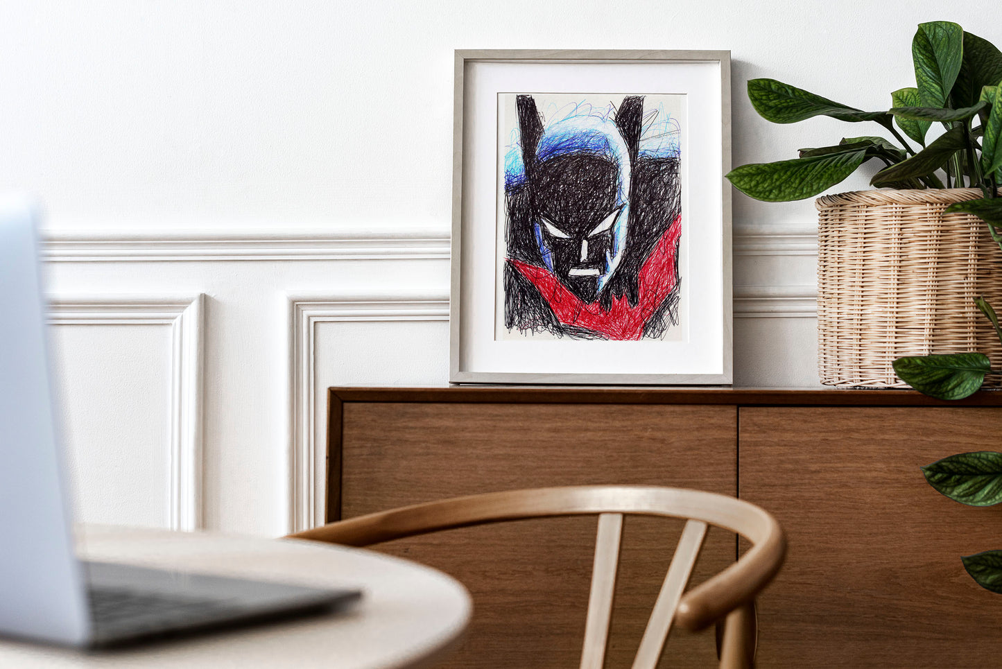 Batman Beyond Ballpoint Pen Scribble Art Print