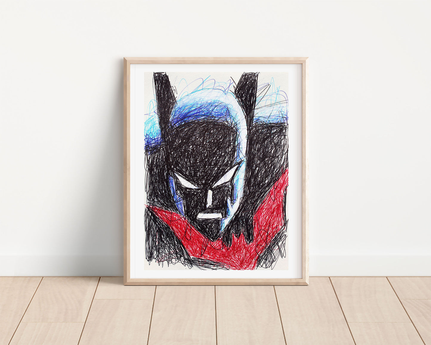 Batman Beyond Ballpoint Pen Scribble Art Print