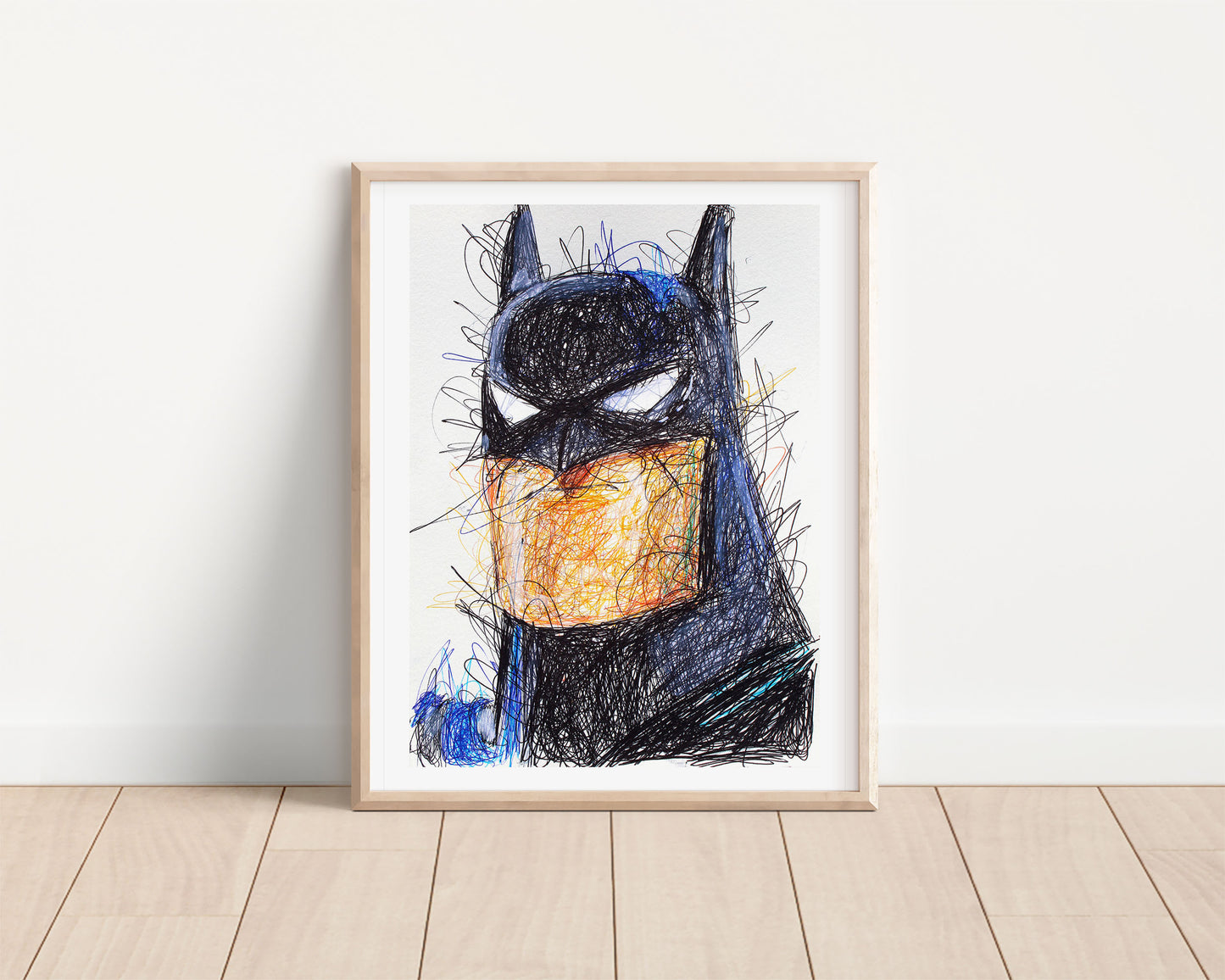 Batman Animated Series Ballpoint Pen Scribble Art Print