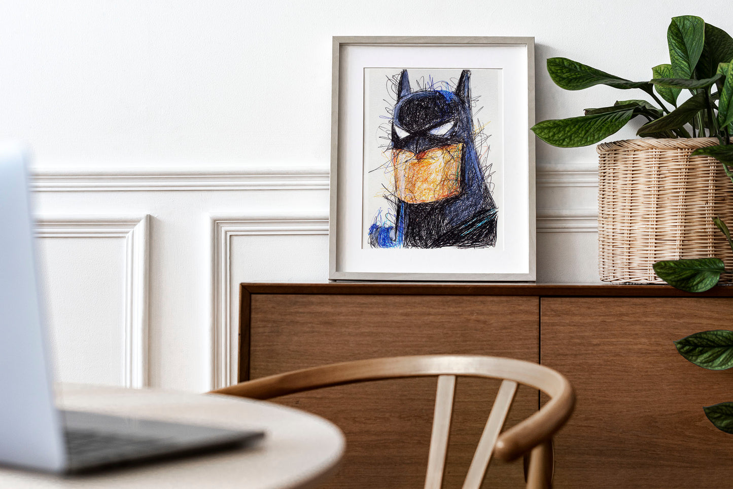 Batman Animated Series Ballpoint Pen Scribble Art Print