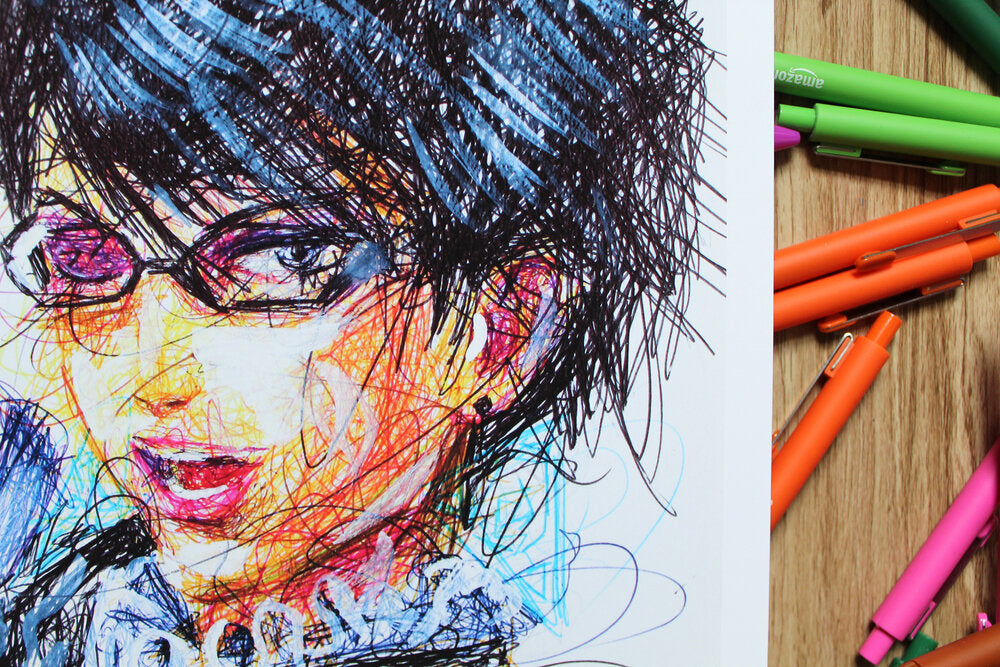 Bayonetta Ballpoint Pen Scribble Art Print-Cody James by Cody