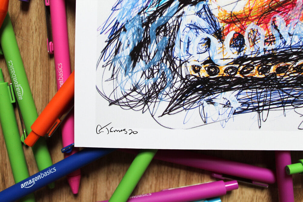 Bayonetta Ballpoint Pen Scribble Art Print-Cody James by Cody