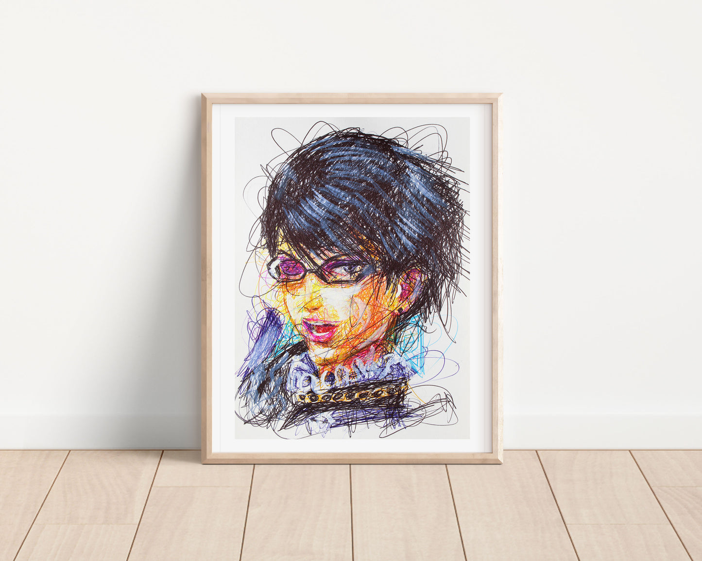Bayonetta Ballpoint Pen Scribble Art Print