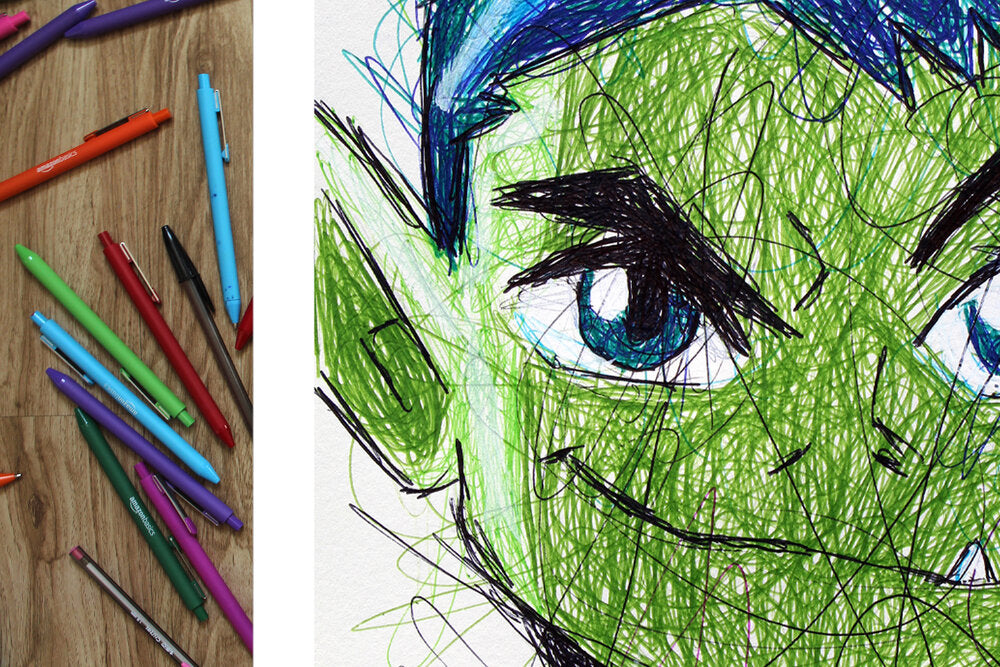 Beast Boy Ballpoint Pen Scribble Art Print-Cody James by Cody