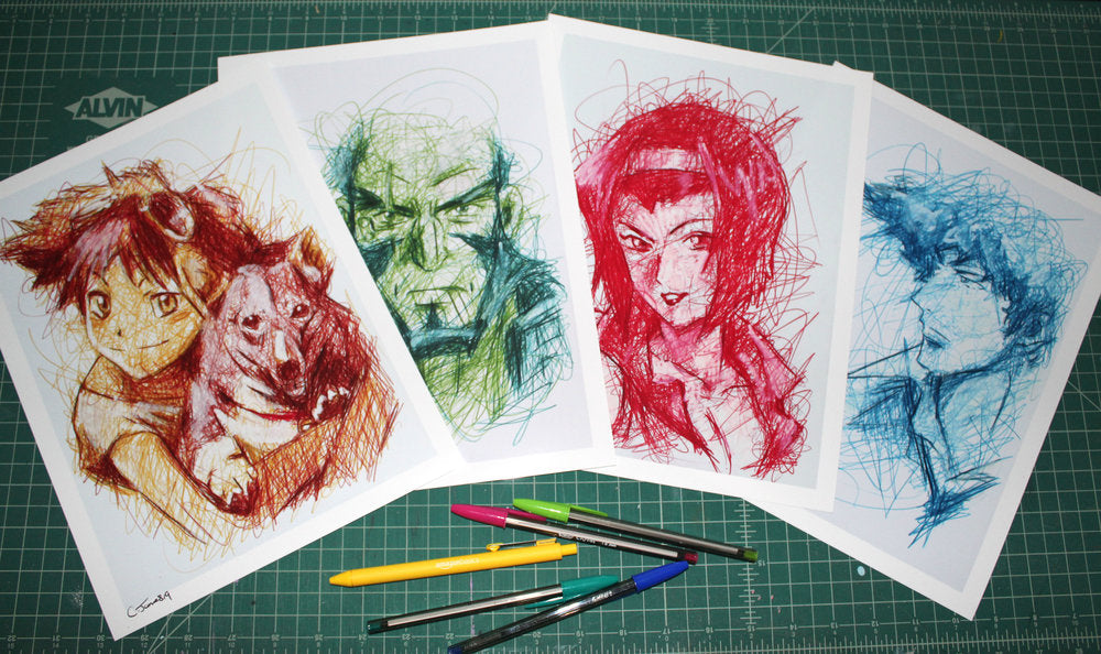 Cowboy Bebop Ballpoint Pen Art Print Set-Cody James by Cody