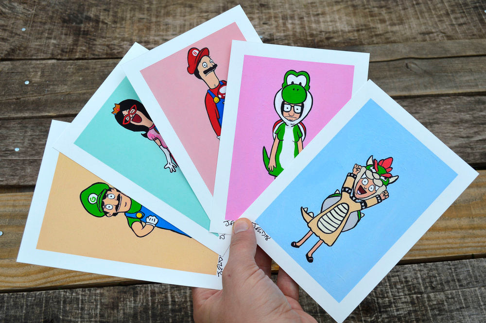 Bobs Burgers / Super Mario Mash Up Art Print Set-Cody James by Cody