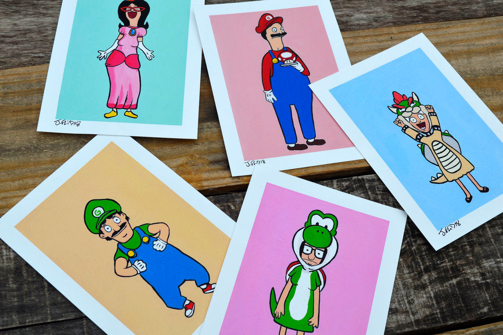 Bobs Burgers / Super Mario Mash Up Art Print Set-Cody James by Cody