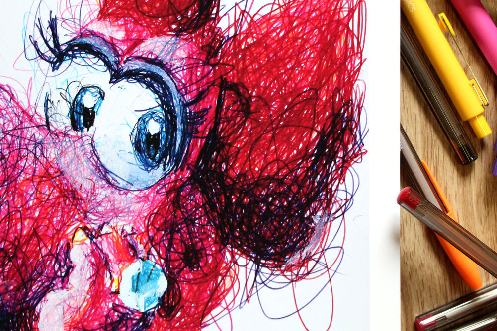 Birdo Ballpoint Pen Scribble Art Print-Cody James by Cody