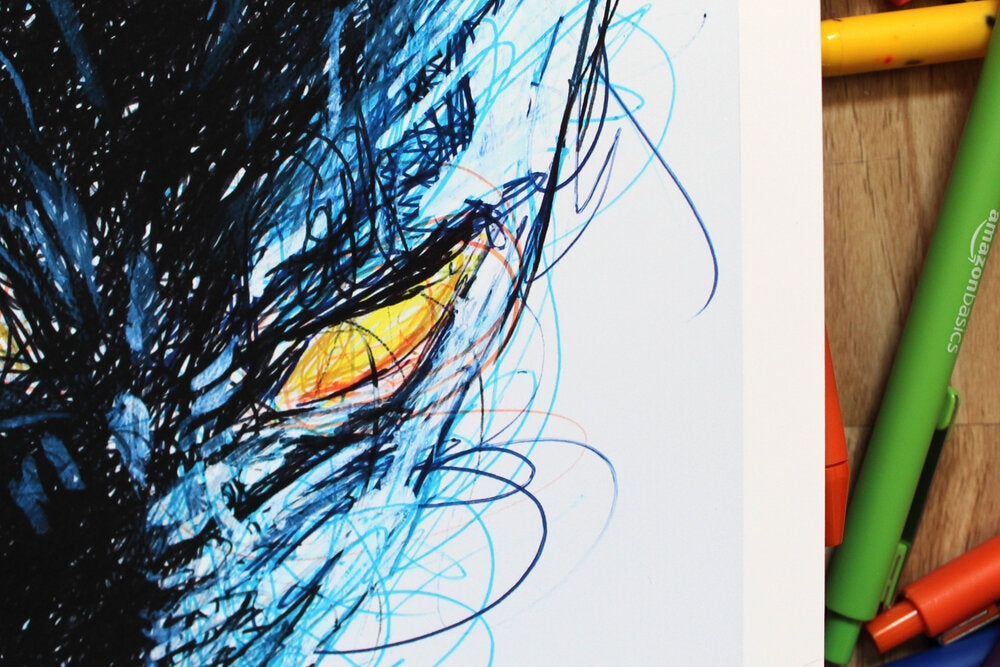 Black Panther Ballpoint Pen Scribble Art Print-Cody James by Cody