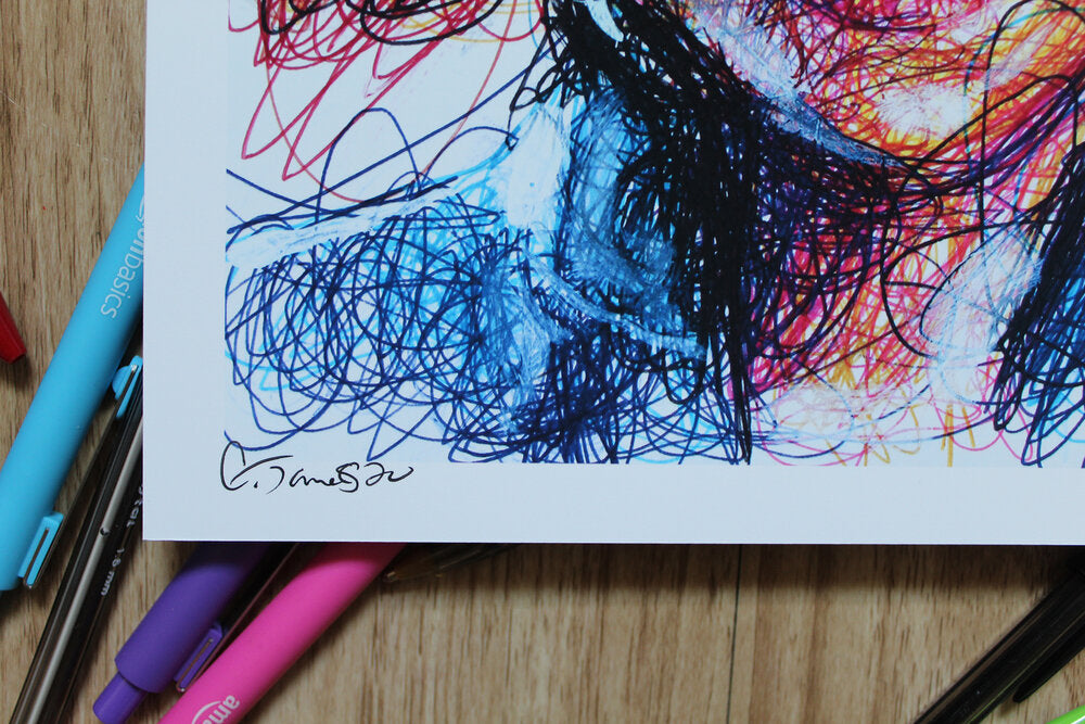Black Widow Ballpoint Pen Scribble Art Print-Cody James by Cody